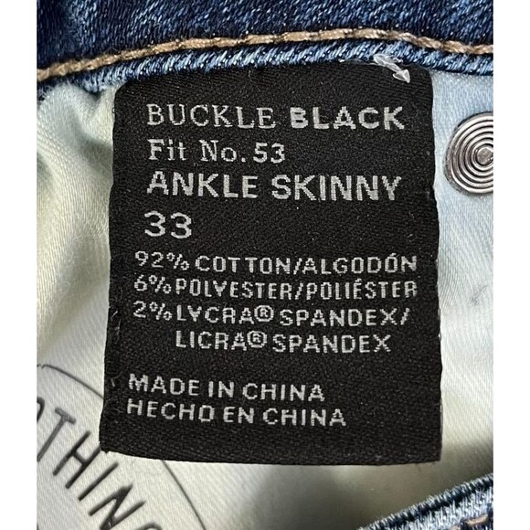 Buckle Black Jeans Fit No 53 Ankle Skinny Women's Size 33 Cuffed Distressed - Picture 6 of 13